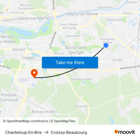 Chanteloup-En-Brie to Croissy-Beaubourg map