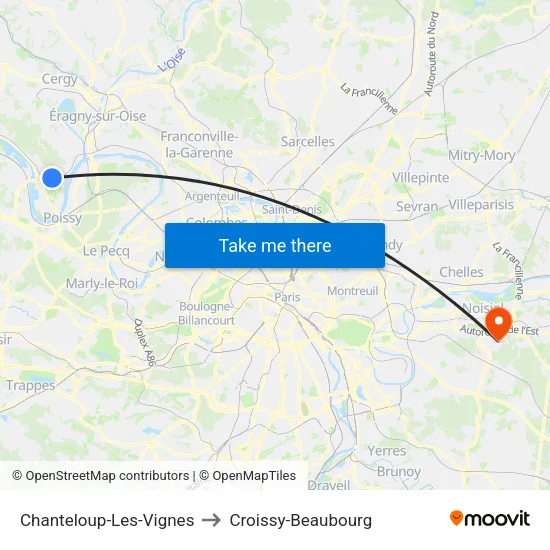 Chanteloup-Les-Vignes to Croissy-Beaubourg map
