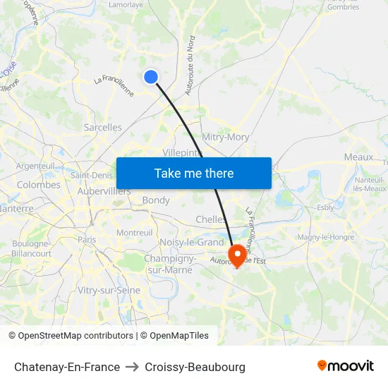 Chatenay-En-France to Croissy-Beaubourg map