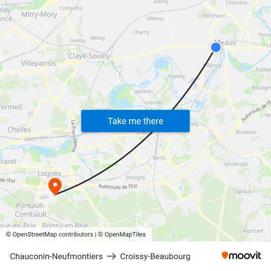 Chauconin-Neufmontiers to Croissy-Beaubourg map