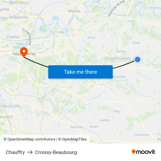 Chauffry to Croissy-Beaubourg map