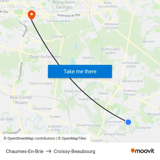 Chaumes-En-Brie to Croissy-Beaubourg map