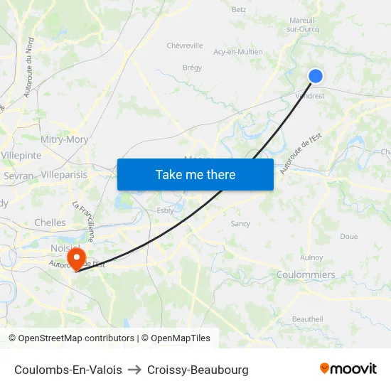 Coulombs-En-Valois to Croissy-Beaubourg map