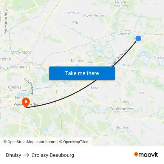 Dhuisy to Croissy-Beaubourg map