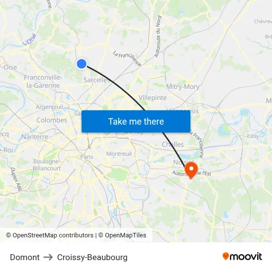 Domont to Croissy-Beaubourg map