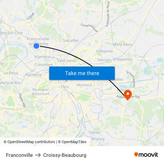 Franconville to Croissy-Beaubourg map