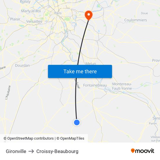 Gironville to Croissy-Beaubourg map