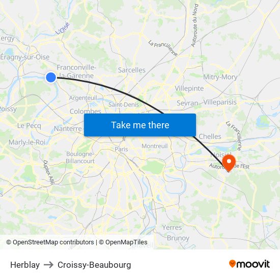 Herblay to Croissy-Beaubourg map