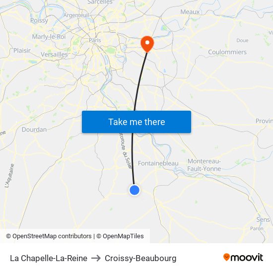 La Chapelle-La-Reine to Croissy-Beaubourg map
