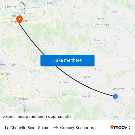 La Chapelle-Saint-Sulpice to Croissy-Beaubourg map