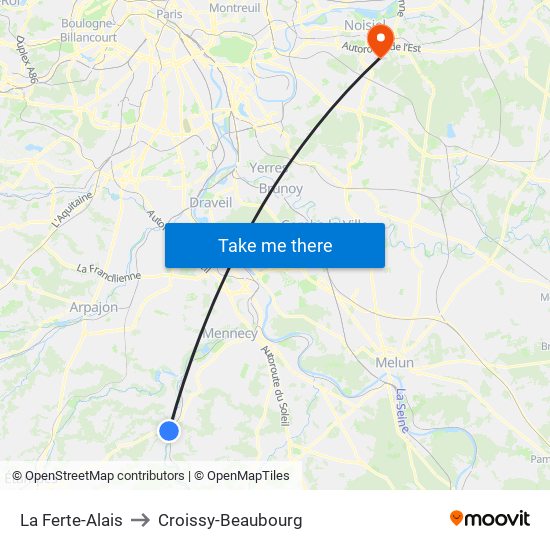 La Ferte-Alais to Croissy-Beaubourg map