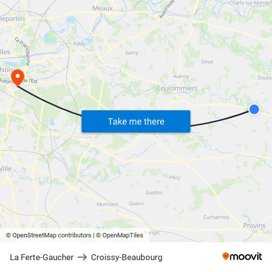 La Ferte-Gaucher to Croissy-Beaubourg map