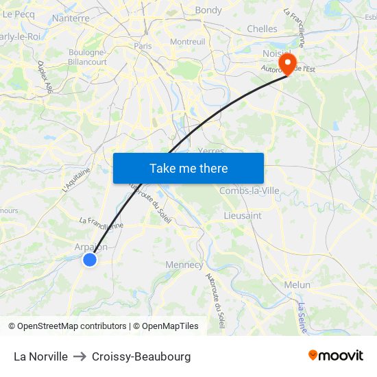 La Norville to Croissy-Beaubourg map