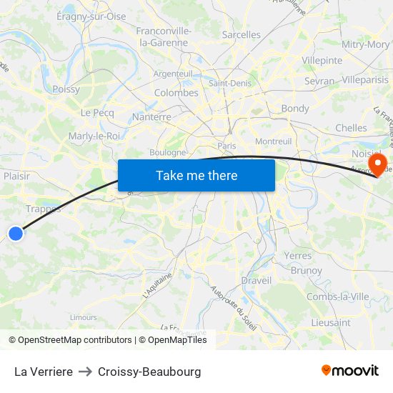 La Verriere to Croissy-Beaubourg map