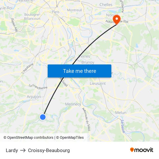 Lardy to Croissy-Beaubourg map