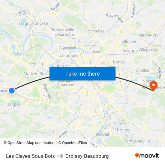 Les Clayes-Sous-Bois to Croissy-Beaubourg map