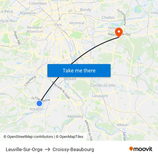 Leuville-Sur-Orge to Croissy-Beaubourg map