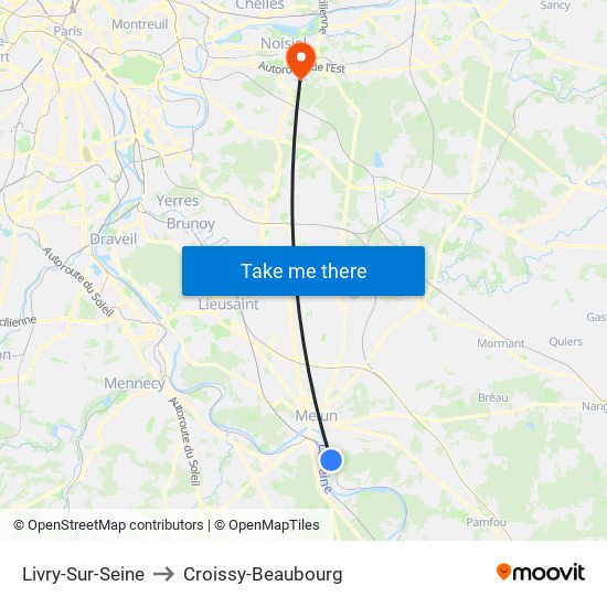 Livry-Sur-Seine to Croissy-Beaubourg map