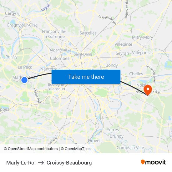 Marly-Le-Roi to Croissy-Beaubourg map