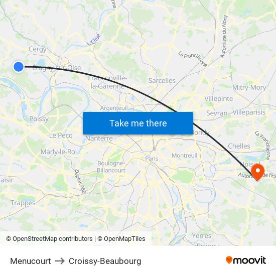 Menucourt to Croissy-Beaubourg map