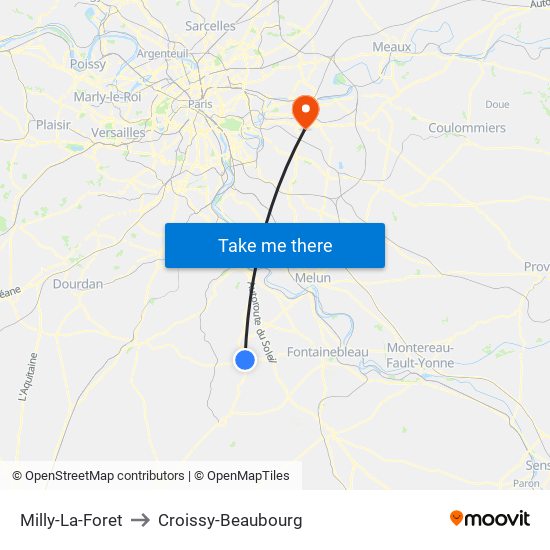 Milly-La-Foret to Croissy-Beaubourg map