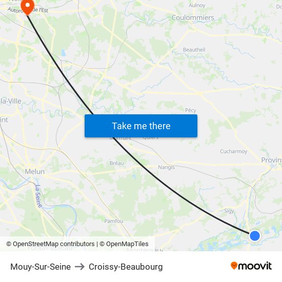 Mouy-Sur-Seine to Croissy-Beaubourg map