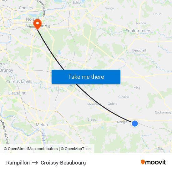 Rampillon to Croissy-Beaubourg map