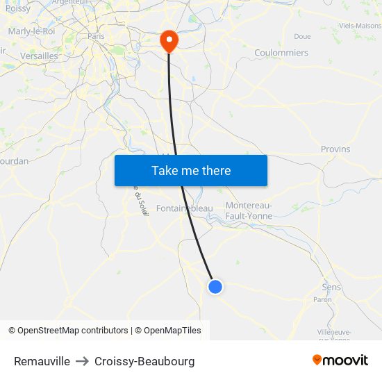 Remauville to Croissy-Beaubourg map