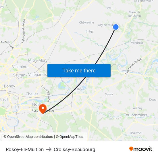Rosoy-En-Multien to Croissy-Beaubourg map