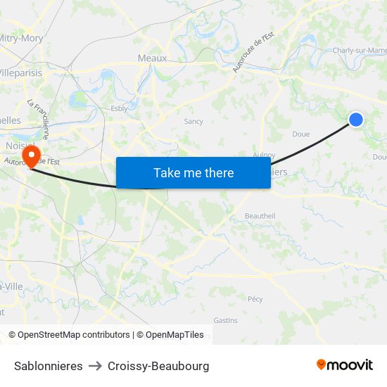 Sablonnieres to Croissy-Beaubourg map