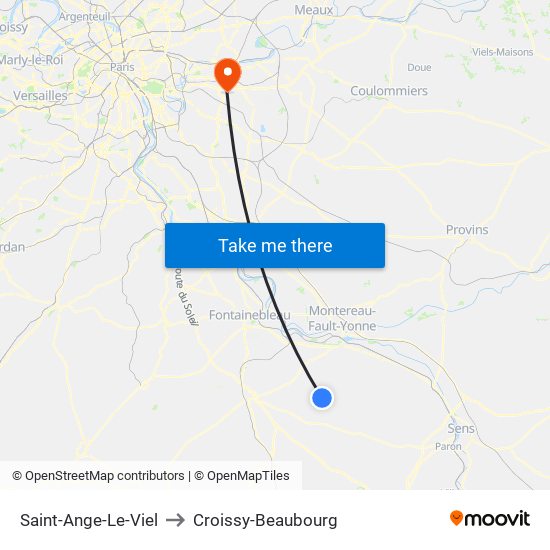 Saint-Ange-Le-Viel to Croissy-Beaubourg map