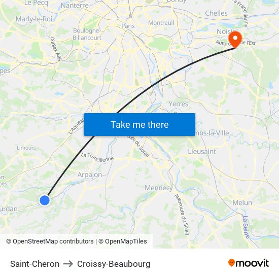 Saint-Cheron to Croissy-Beaubourg map