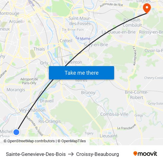Sainte-Genevieve-Des-Bois to Croissy-Beaubourg map