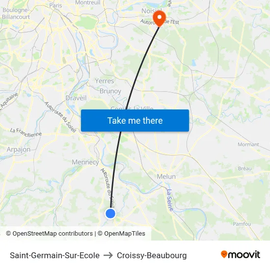 Saint-Germain-Sur-Ecole to Croissy-Beaubourg map