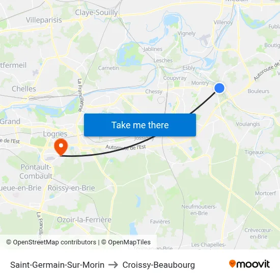 Saint-Germain-Sur-Morin to Croissy-Beaubourg map