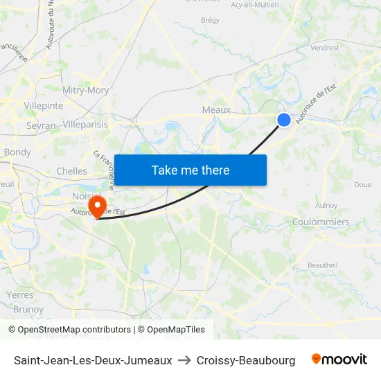Saint-Jean-Les-Deux-Jumeaux to Croissy-Beaubourg map
