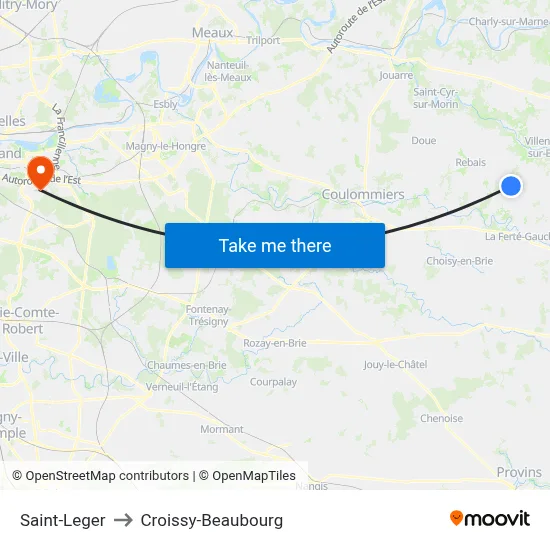 Saint-Leger to Croissy-Beaubourg map