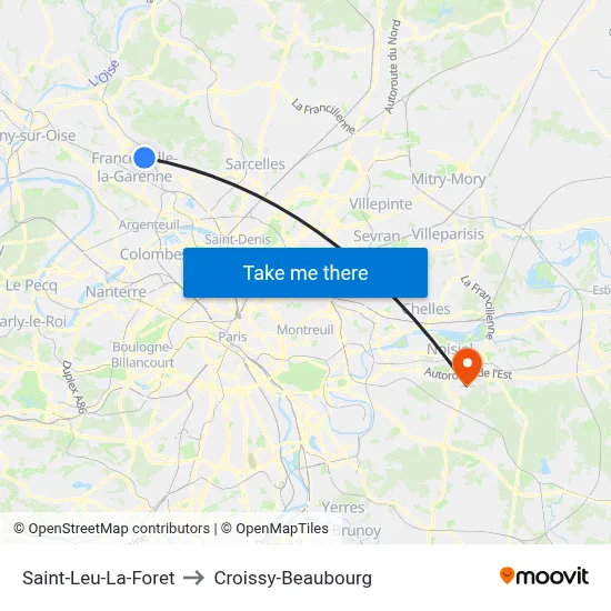 Saint-Leu-La-Foret to Croissy-Beaubourg map