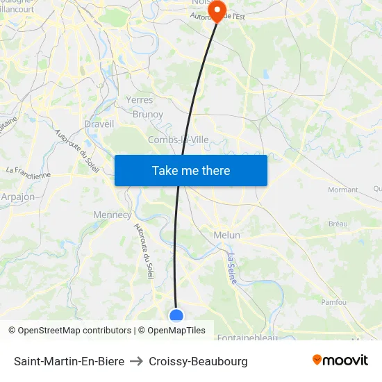 Saint-Martin-En-Biere to Croissy-Beaubourg map