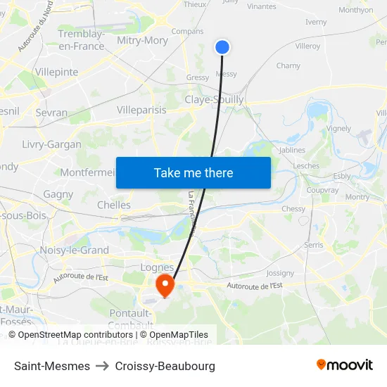 Saint-Mesmes to Croissy-Beaubourg map
