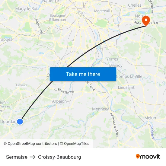 Sermaise to Croissy-Beaubourg map