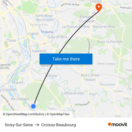 Soisy-Sur-Seine to Croissy-Beaubourg map