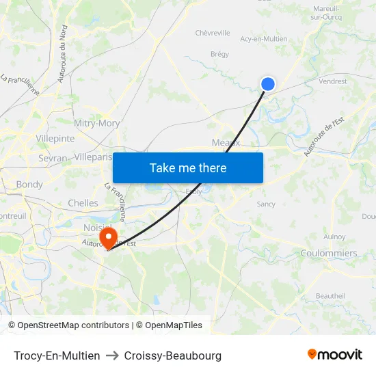 Trocy-En-Multien to Croissy-Beaubourg map