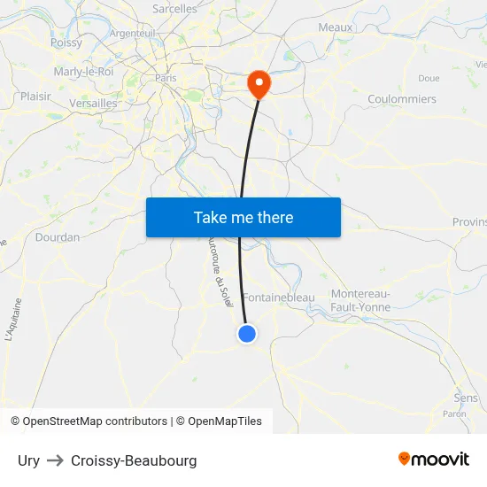 Ury to Croissy-Beaubourg map