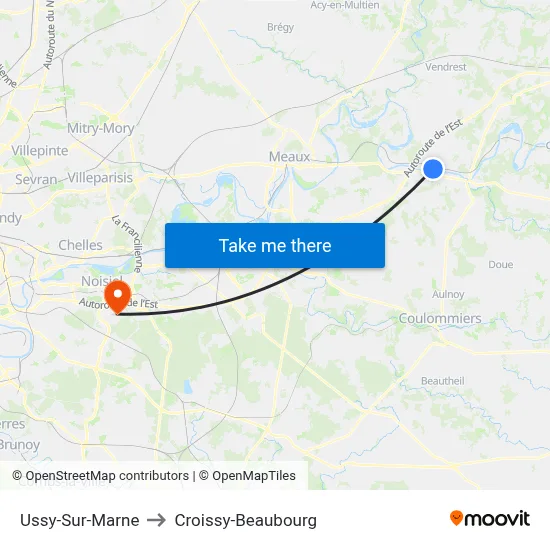 Ussy-Sur-Marne to Croissy-Beaubourg map