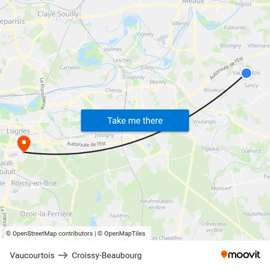 Vaucourtois to Croissy-Beaubourg map