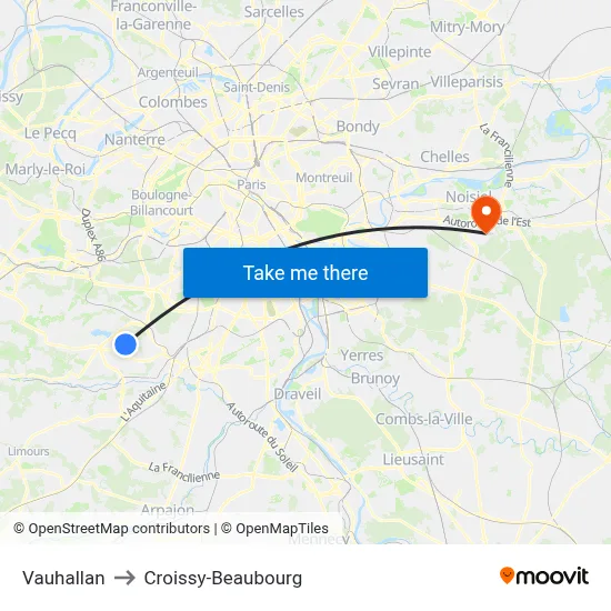 Vauhallan to Croissy-Beaubourg map