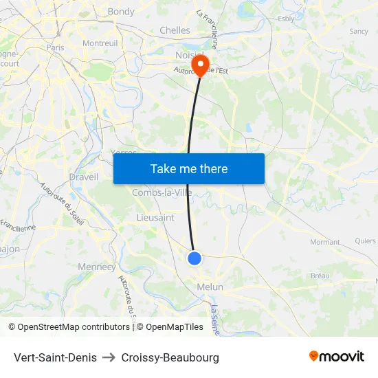 Vert-Saint-Denis to Croissy-Beaubourg map