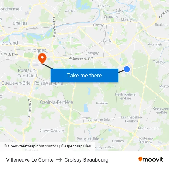 Villeneuve-Le-Comte to Croissy-Beaubourg map