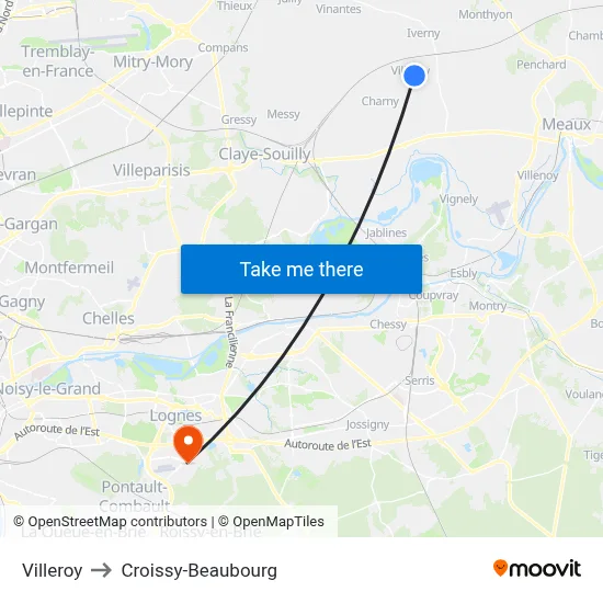 Villeroy to Croissy-Beaubourg map